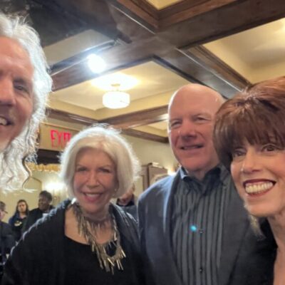 Those great smiles give it away...The energy and excitement is palpable at the show that is truly a Sensation-The Who's Tommy.....The Smiles courtesy of: from left: Corey Brunish, Barbara Gallay, Donald Nolan and Merrie L. Davis!!!!